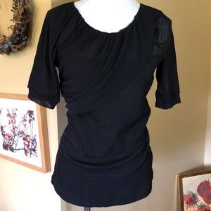 DELETTA Anthropologie Size Large 
Mesh Collar Sleeve Strapless Look Stretch NEW